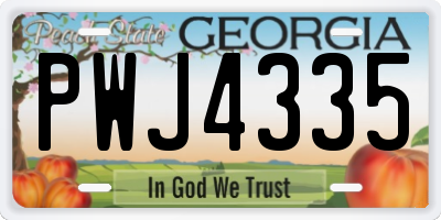 GA license plate PWJ4335