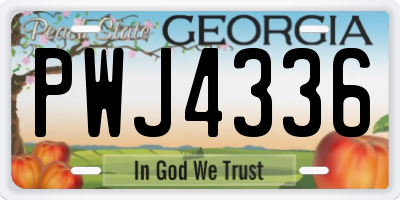 GA license plate PWJ4336