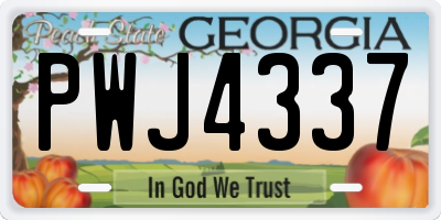GA license plate PWJ4337