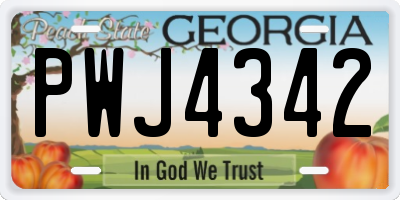 GA license plate PWJ4342