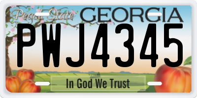 GA license plate PWJ4345