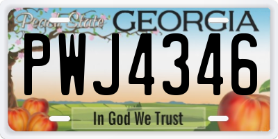 GA license plate PWJ4346