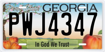 GA license plate PWJ4347