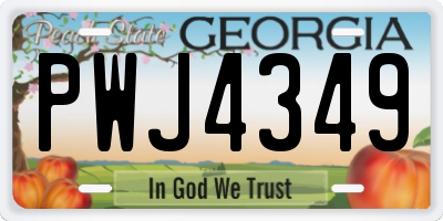 GA license plate PWJ4349