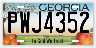 GA license plate PWJ4352