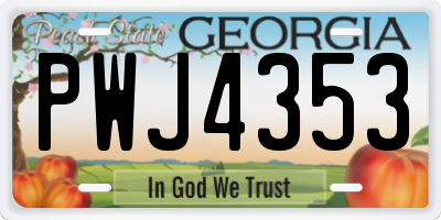 GA license plate PWJ4353