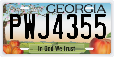 GA license plate PWJ4355