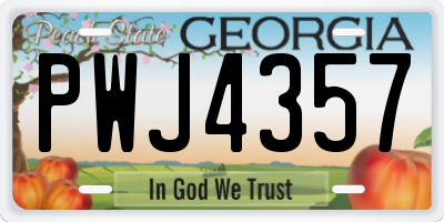 GA license plate PWJ4357