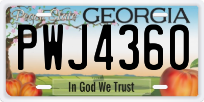 GA license plate PWJ4360
