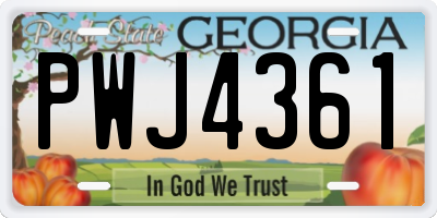 GA license plate PWJ4361