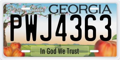 GA license plate PWJ4363