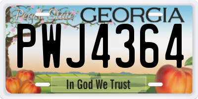 GA license plate PWJ4364