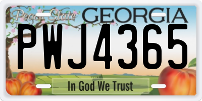 GA license plate PWJ4365
