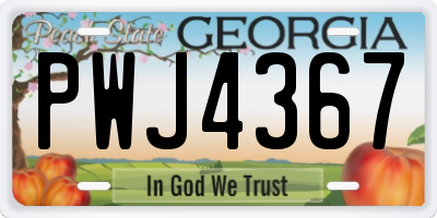 GA license plate PWJ4367