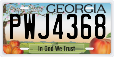 GA license plate PWJ4368