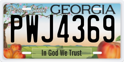 GA license plate PWJ4369