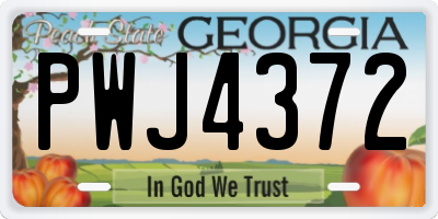 GA license plate PWJ4372
