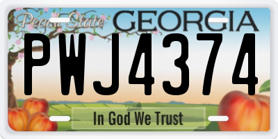 GA license plate PWJ4374
