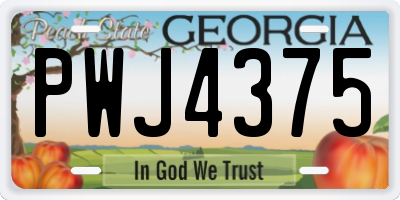 GA license plate PWJ4375