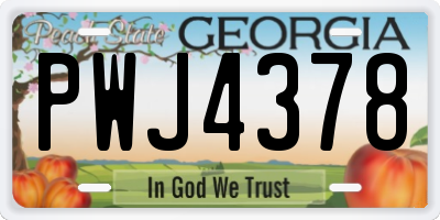 GA license plate PWJ4378