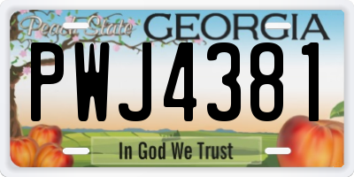 GA license plate PWJ4381