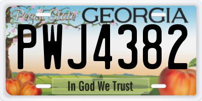 GA license plate PWJ4382