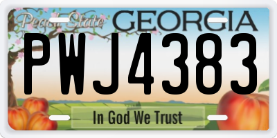 GA license plate PWJ4383