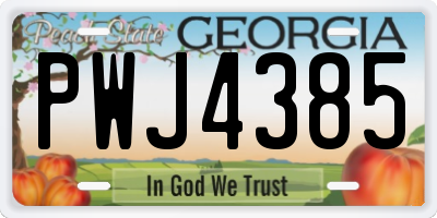 GA license plate PWJ4385