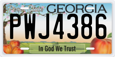 GA license plate PWJ4386