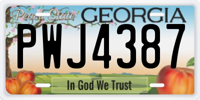 GA license plate PWJ4387