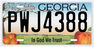 GA license plate PWJ4388