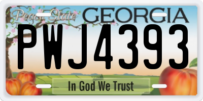 GA license plate PWJ4393