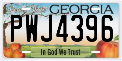 GA license plate PWJ4396