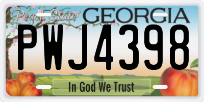 GA license plate PWJ4398
