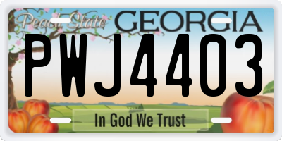 GA license plate PWJ4403