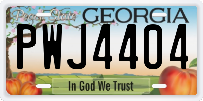 GA license plate PWJ4404