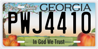 GA license plate PWJ4410