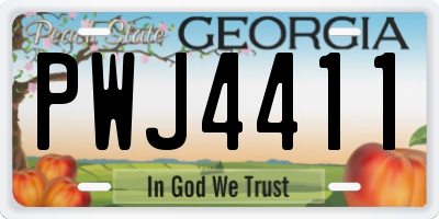 GA license plate PWJ4411