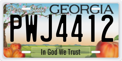 GA license plate PWJ4412