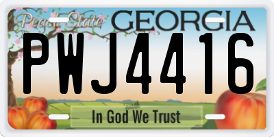 GA license plate PWJ4416