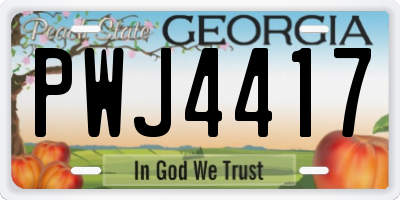 GA license plate PWJ4417