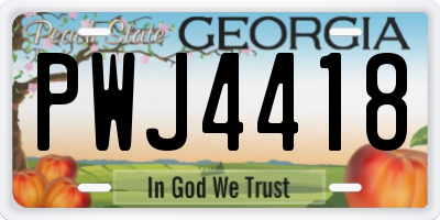 GA license plate PWJ4418