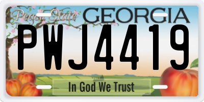 GA license plate PWJ4419