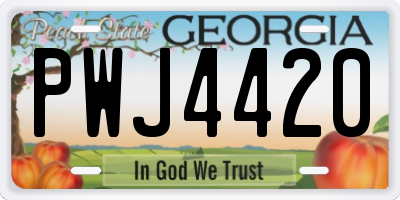 GA license plate PWJ4420