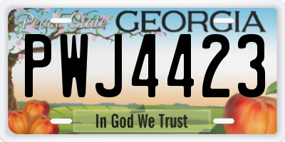 GA license plate PWJ4423