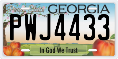 GA license plate PWJ4433