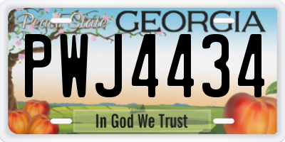 GA license plate PWJ4434