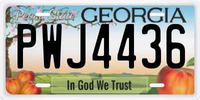 GA license plate PWJ4436