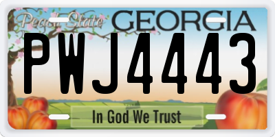 GA license plate PWJ4443
