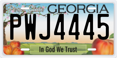 GA license plate PWJ4445
